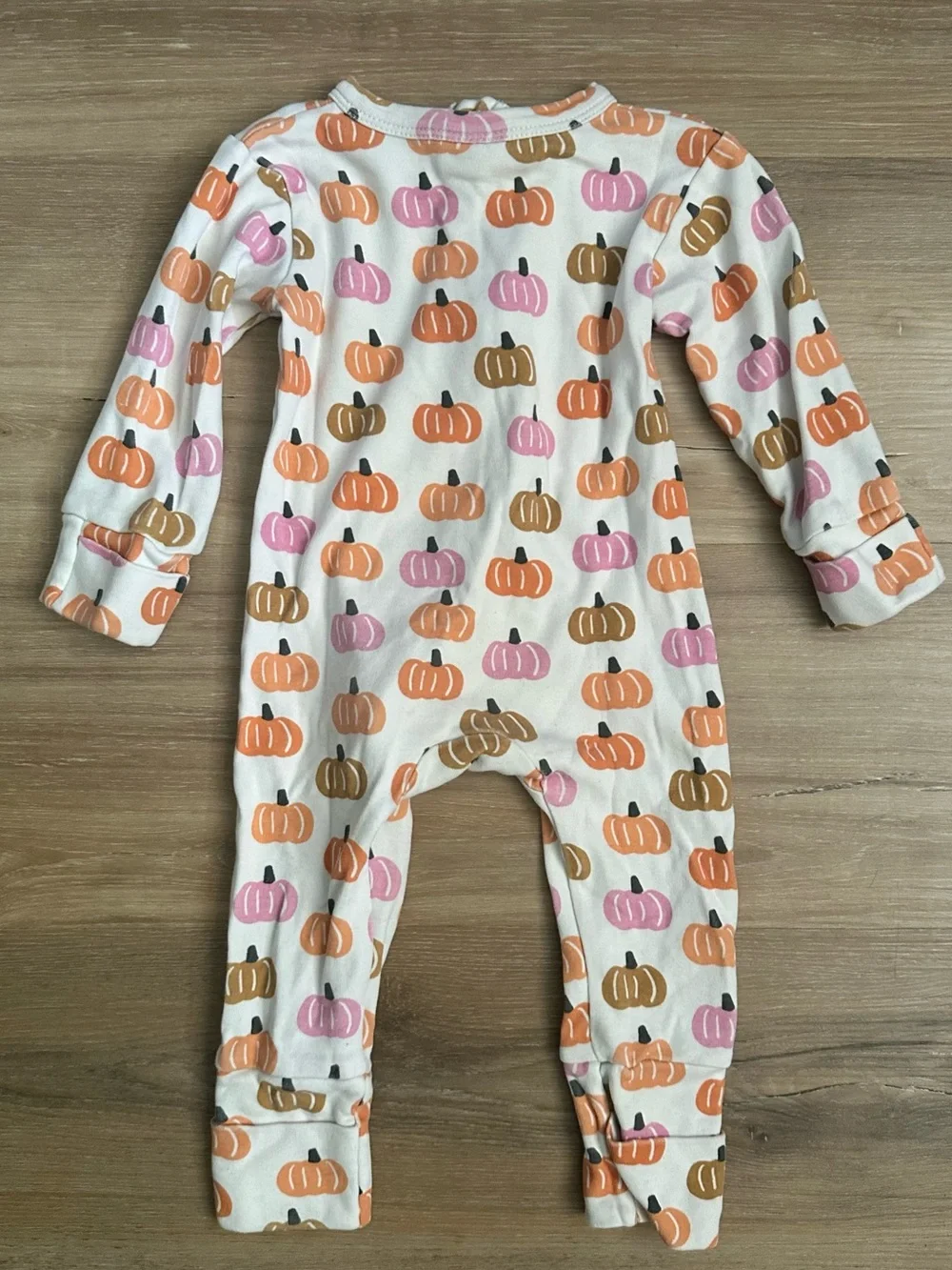 SIIX Baby Pumpkin Print Footed Zip Pajamas 6-12M